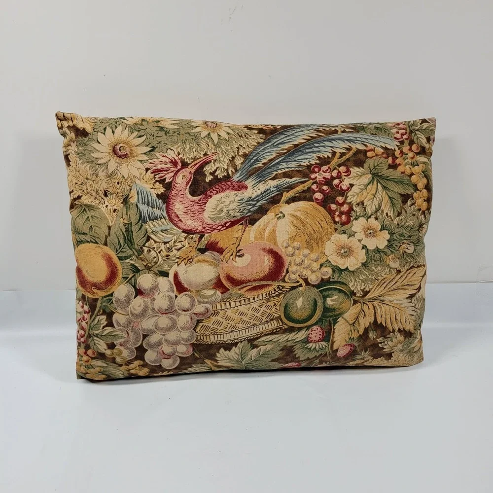 Sharon Kossler Bakerbird Cotton Peacock Fruit  Accent Pillow French Country